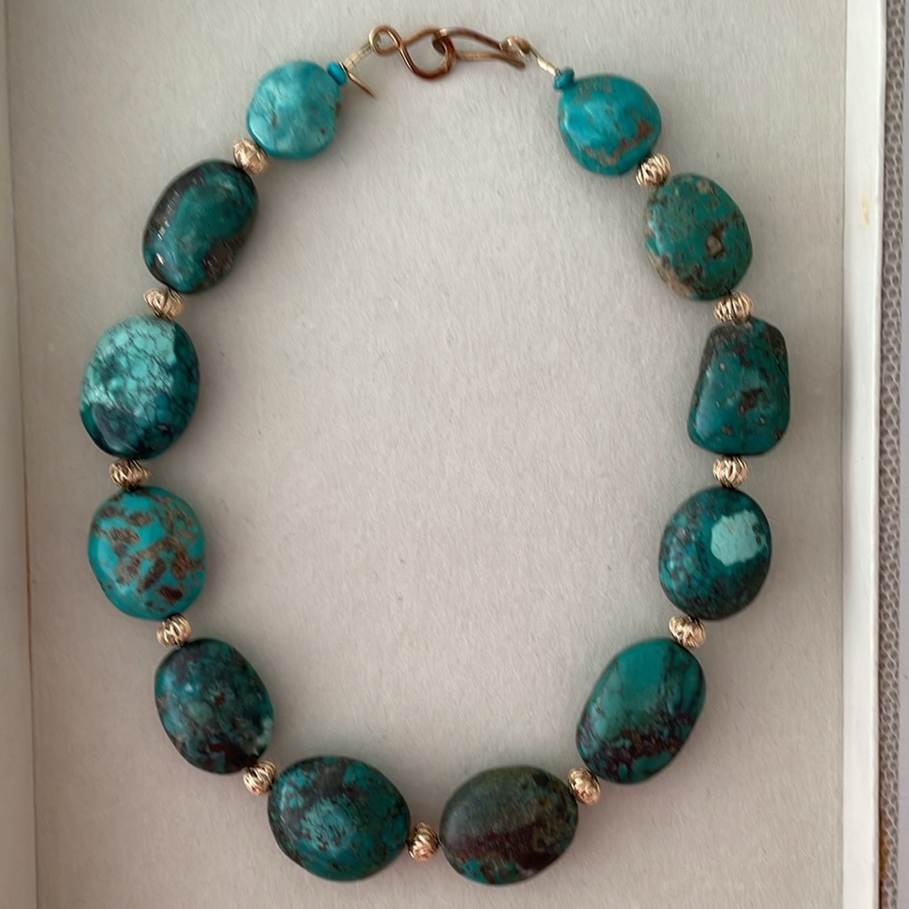 Green Turquoise Large Stone Strand Necklace - Picture 4 of 12